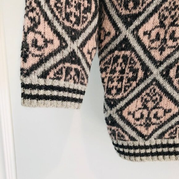 Vtg Jeanne Pierre Woman Sweater Lambswool Wool Anglora 1X Geometric Grey NWT 90s - Picture 5 of 6